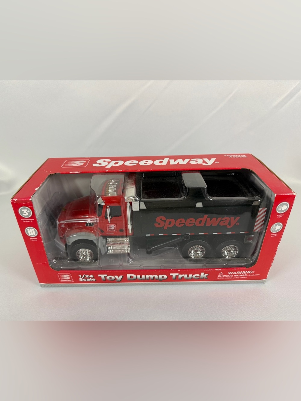 First Gear Speedway Mack Granite Dump Truck 1:24 Toy Red Black Working Lights